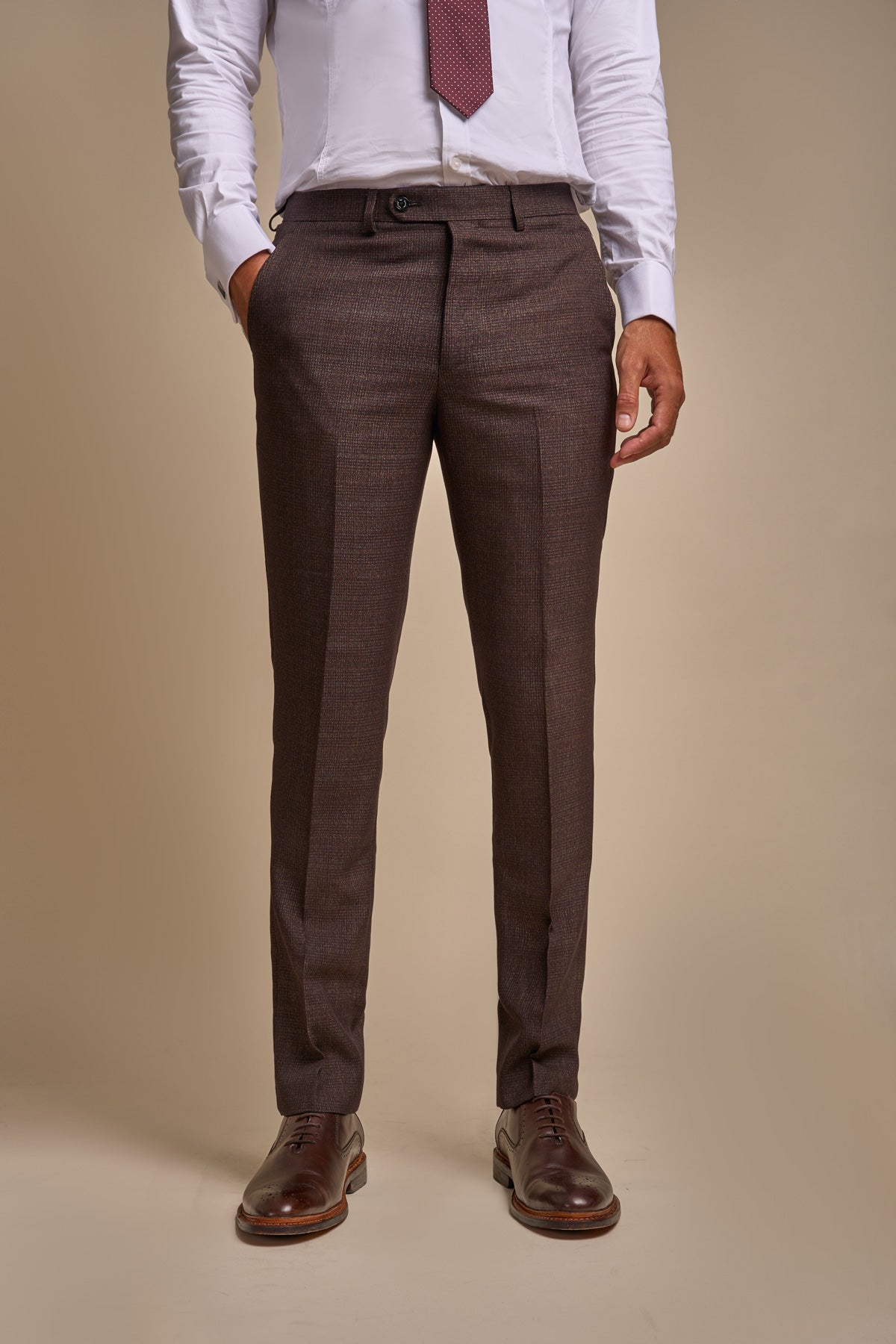 Slim Fit Brown Tweed Pants