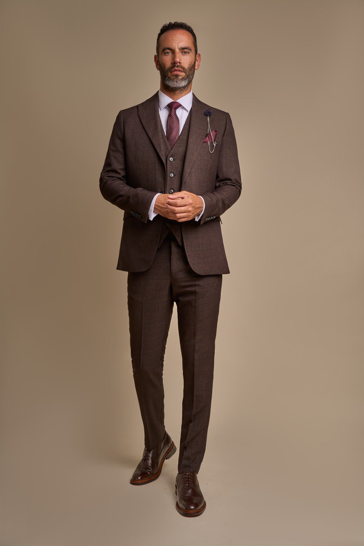 Caridi Brown 3 Piece Wedding Suit