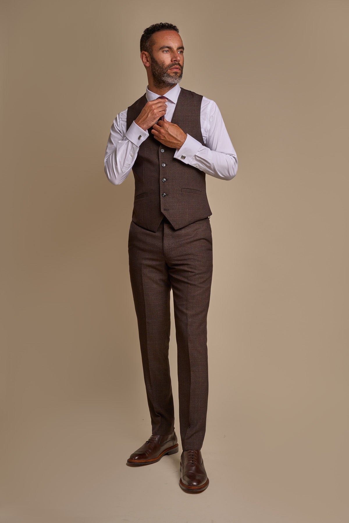 Caridi Brown 3 Piece Wedding Suit