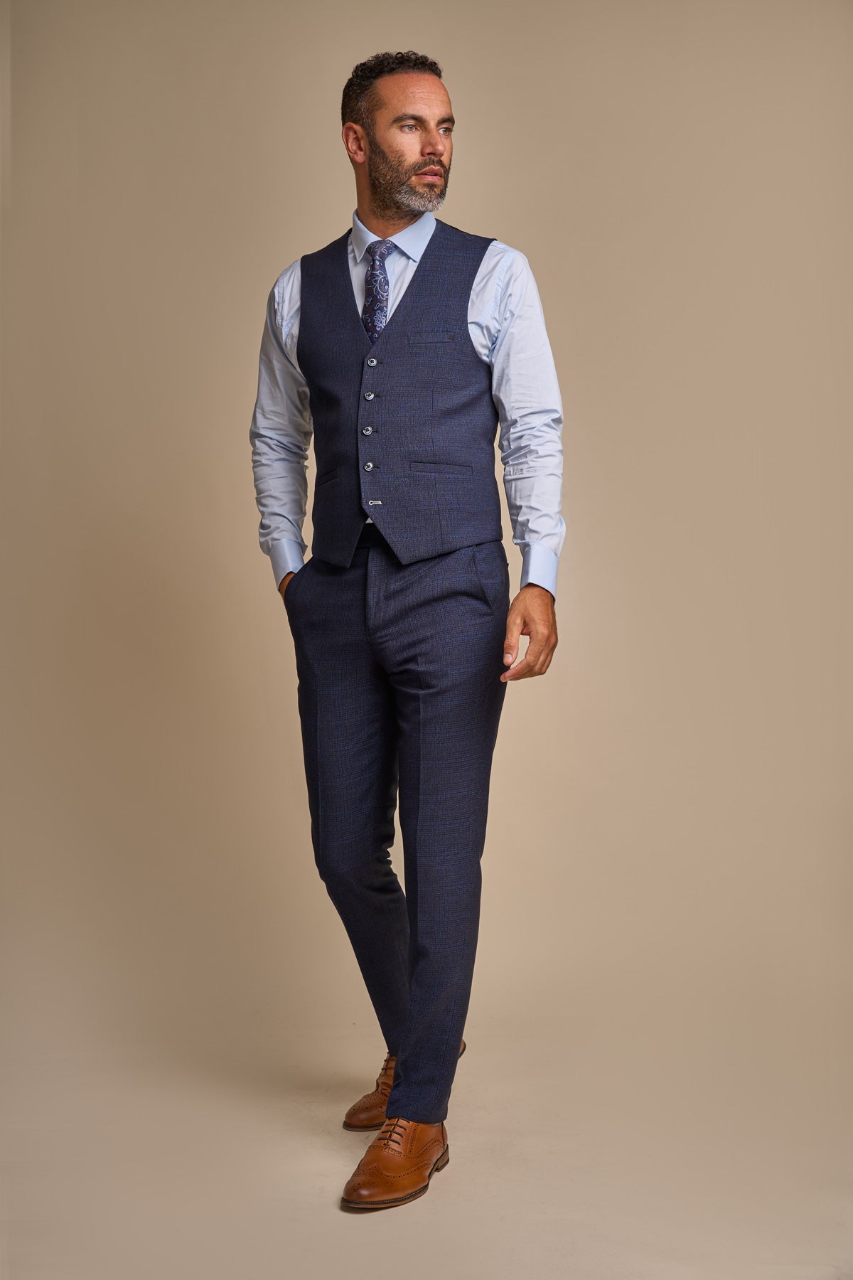 Caridi Navy 3 Piece Wedding Suit