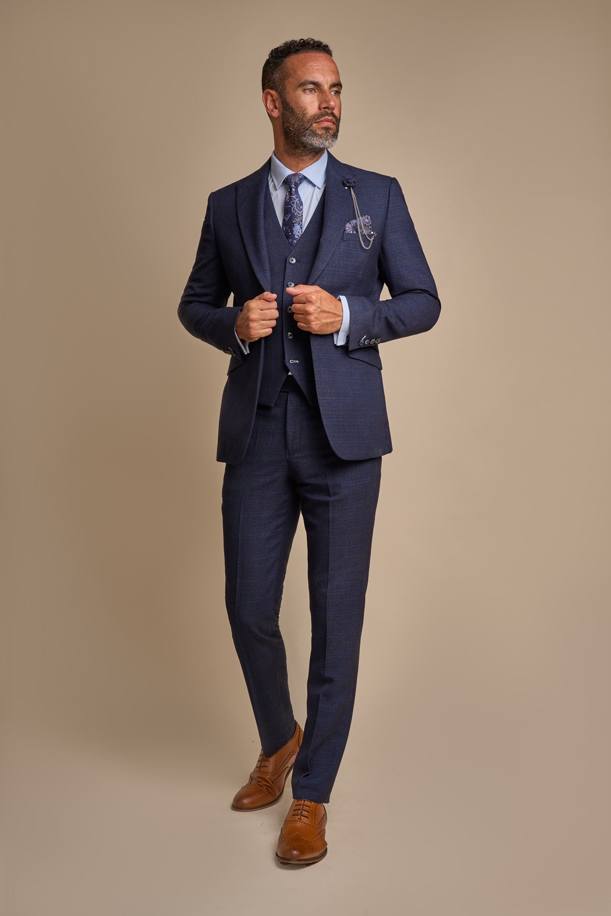 Caridi Navy 3 Piece Wedding Suit