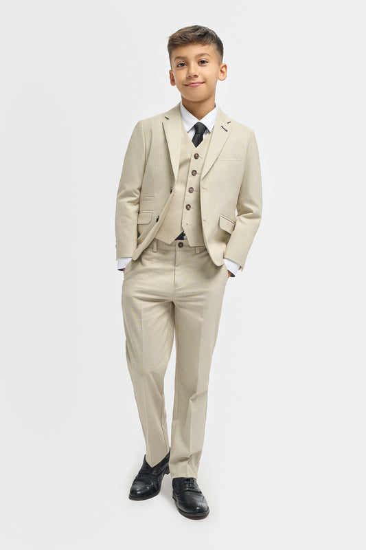 Hampton Beige Boys 3 Piece Suit