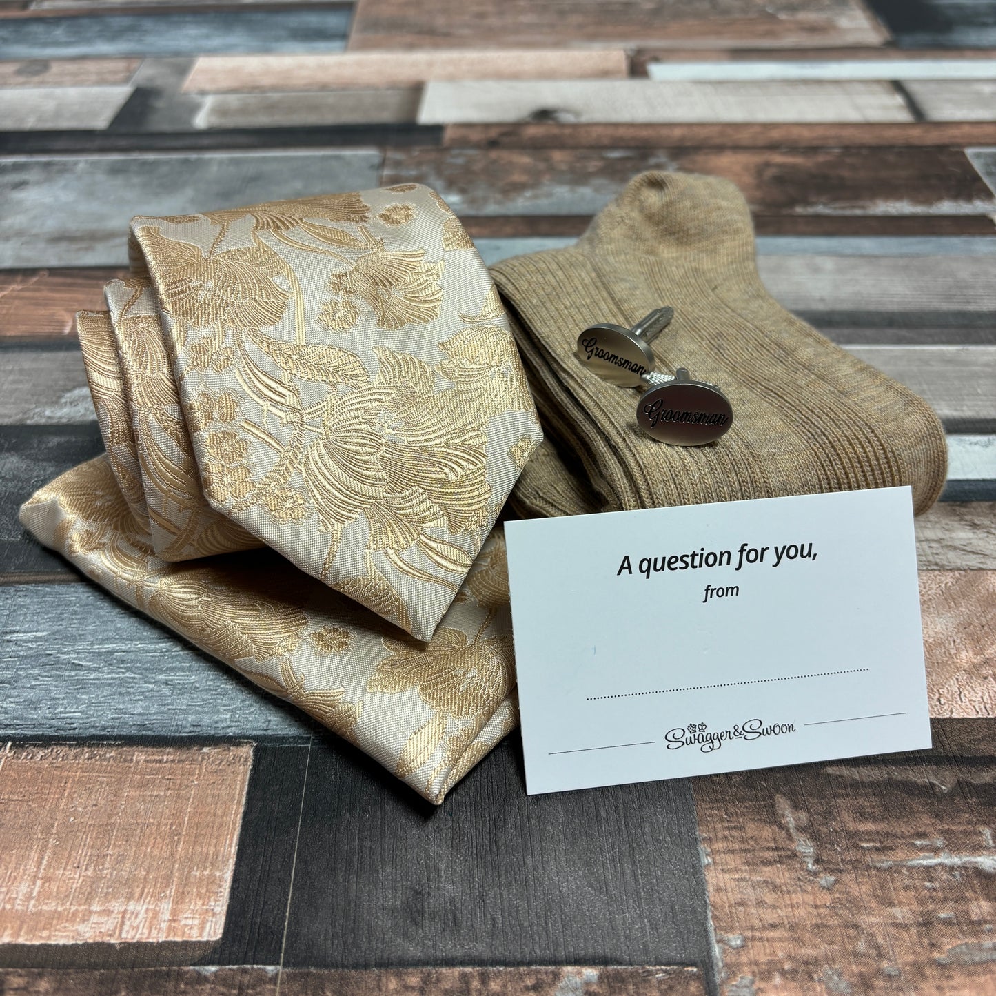 Golden Flowers Groomsman Proposal Gift Box