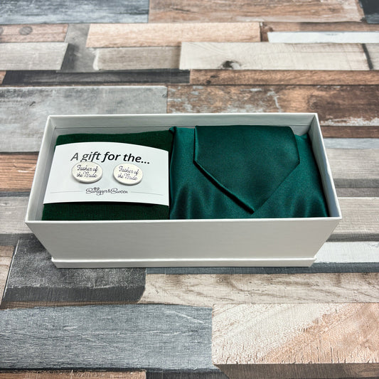 Hunter Green Tie Set and Sock Gift Box