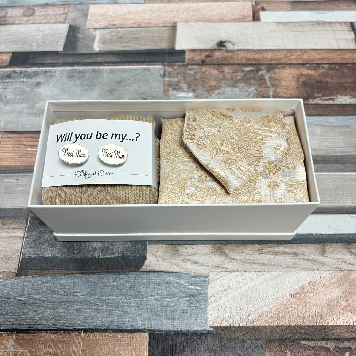 Golden Flowers Groomsman Proposal Gift Box