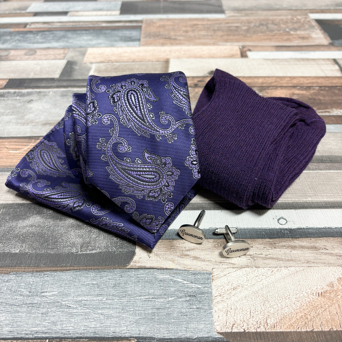 Purple Paisley Groomsman Proposal Gift Box