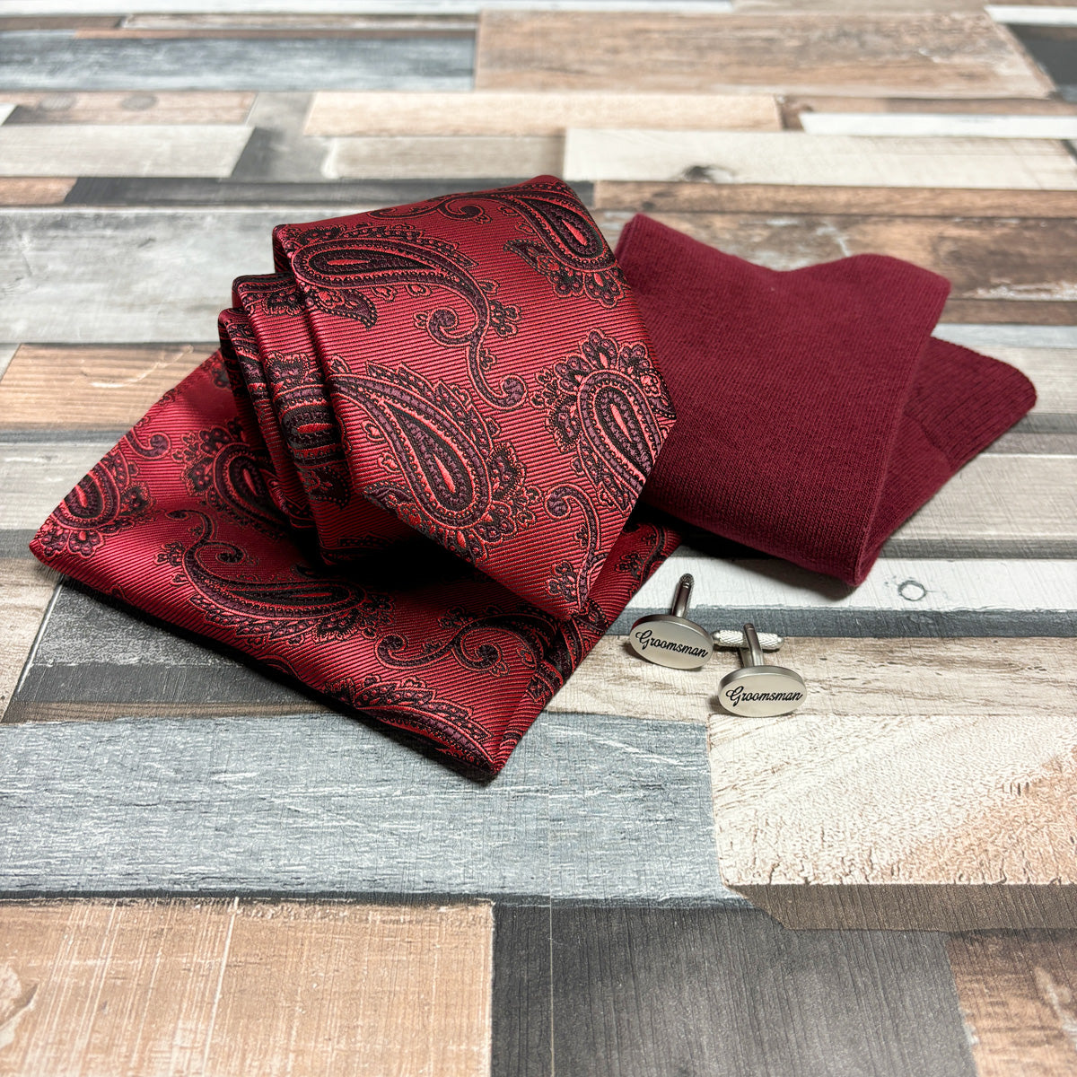 Scarlet Paisley Groomsman Proposal Gift Box