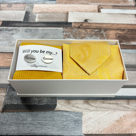 Sunflower Paisley Groomsman Proposal Gift Box