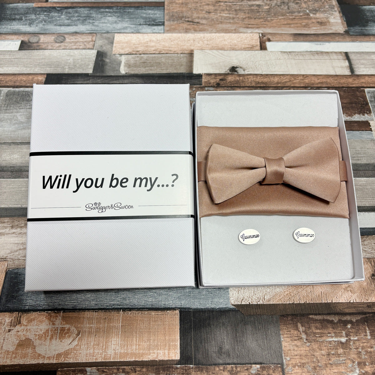 Taupe Groomsmen Proposal Box