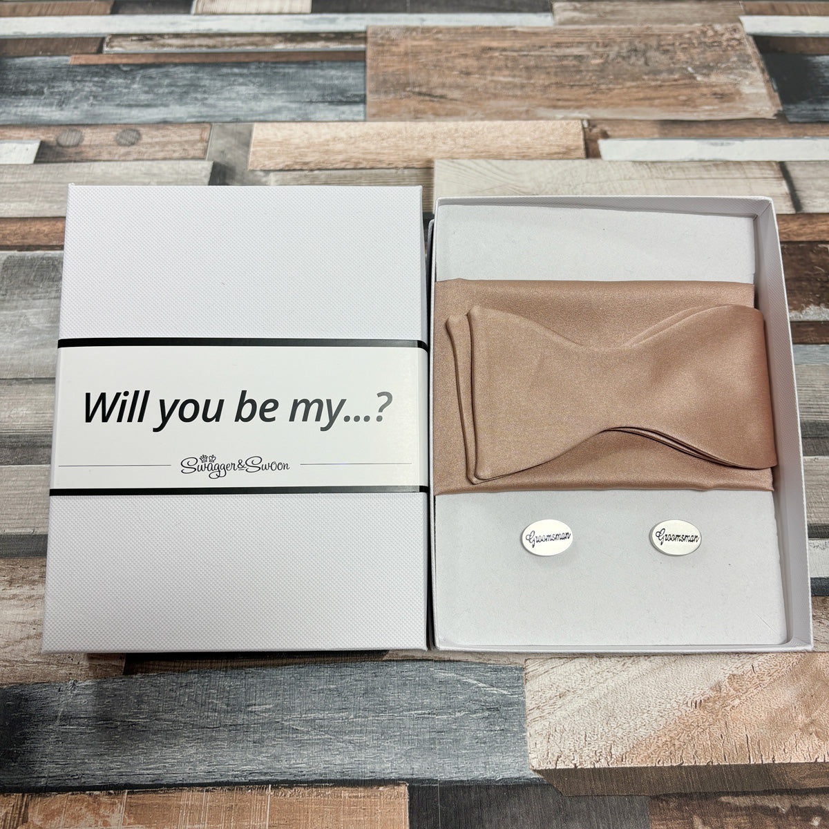 Taupe Groomsmen Proposal Box