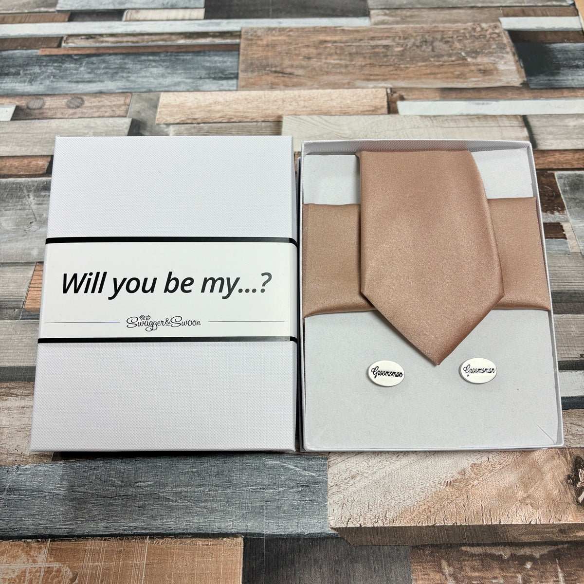 Taupe Groomsmen Proposal Box