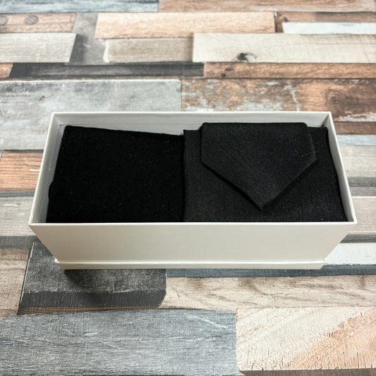 Black Shantung Tie & Socks Boxed Gift Set