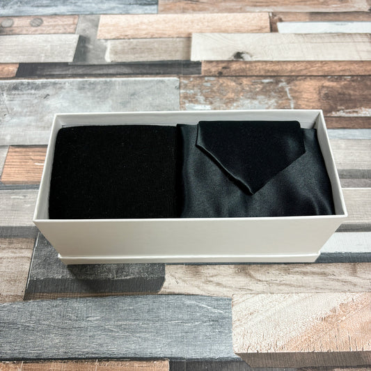 Black Satin Tie & Socks Boxed Gift Set