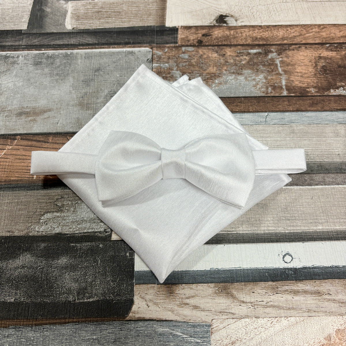 White Shantung Satin Bow Tie