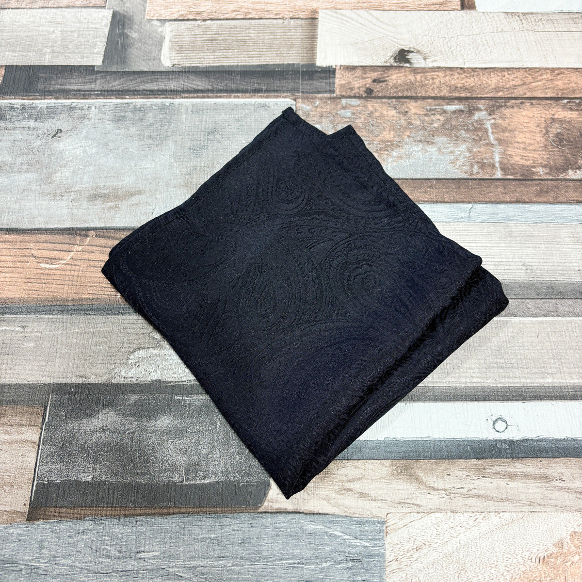 Black Paisley Silk Pocket Square