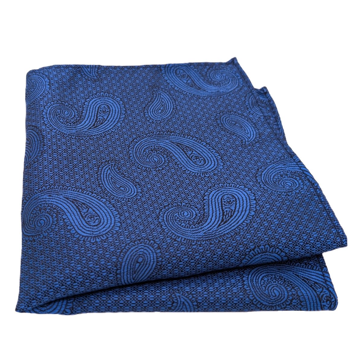 Admiral Blue Paisley Pocket Square - Wedding Pocket Square - Swagger & Swoon