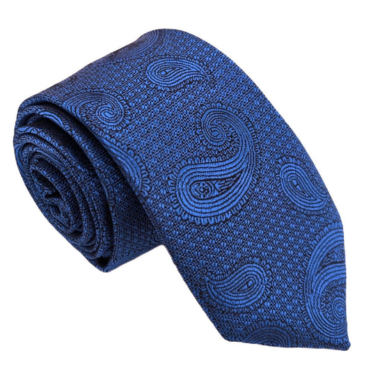 Admiral Blue Paisley Wedding Tie - Wedding Tie - Regular - Tie Only - Swagger & Swoon