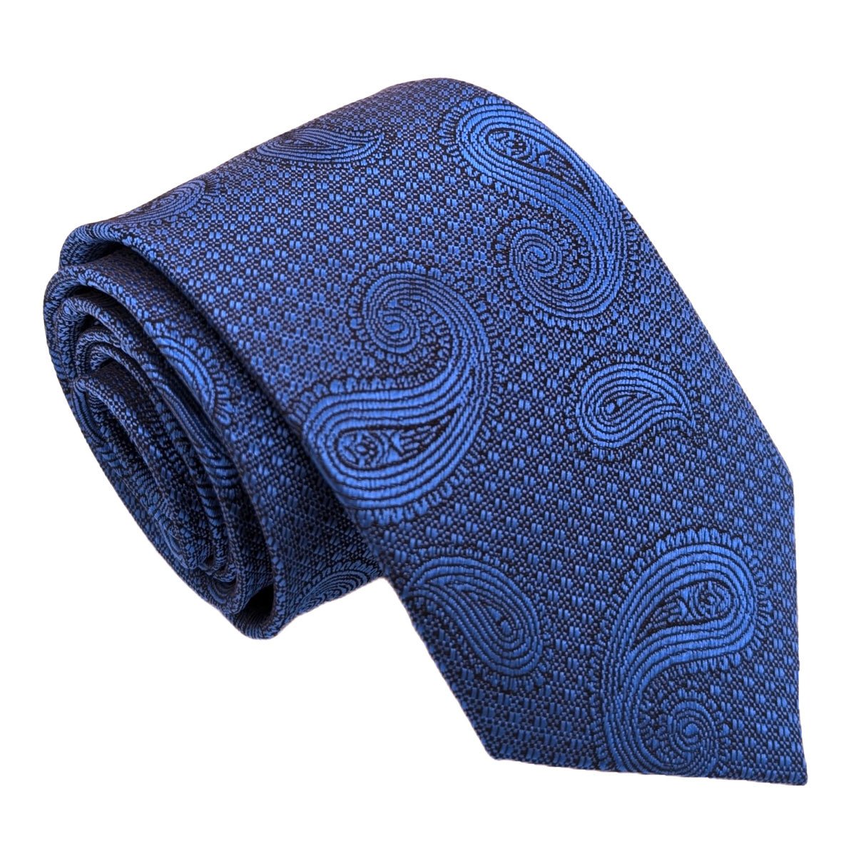 Admiral Blue Paisley Wedding Tie - Wedding Tie - Regular XL (8.5cm) - Tie Only - Swagger & Swoon