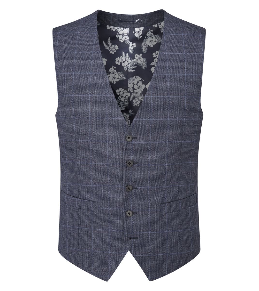 Anello Blue Prince Of Wales Check Waistcoat - Waistcoats - 34R - Single Breasted - Swagger & Swoon