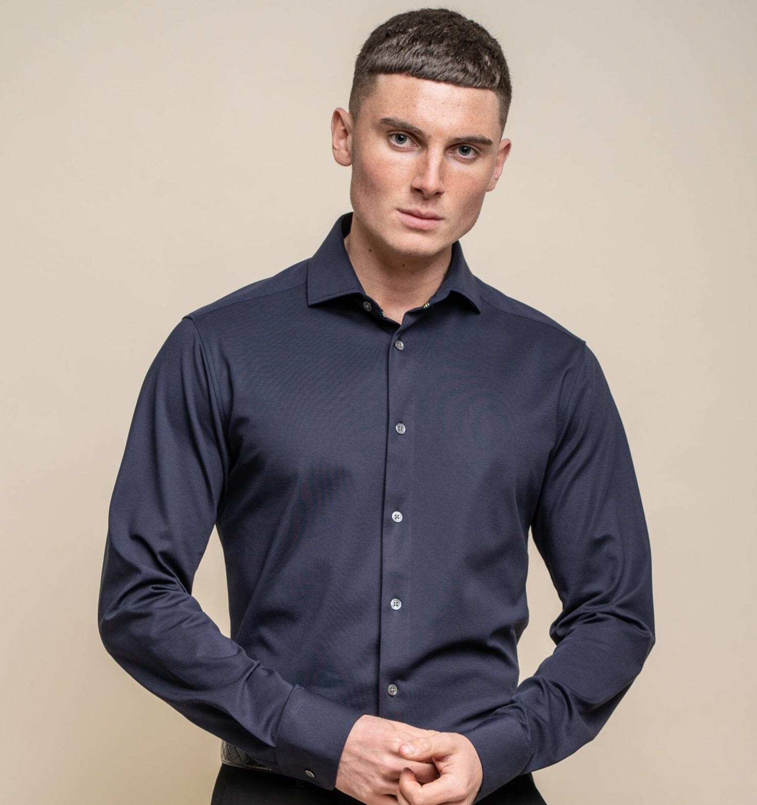 Ashley Navy Shirt - Shirts - S/14.5 - THREADPEPPER