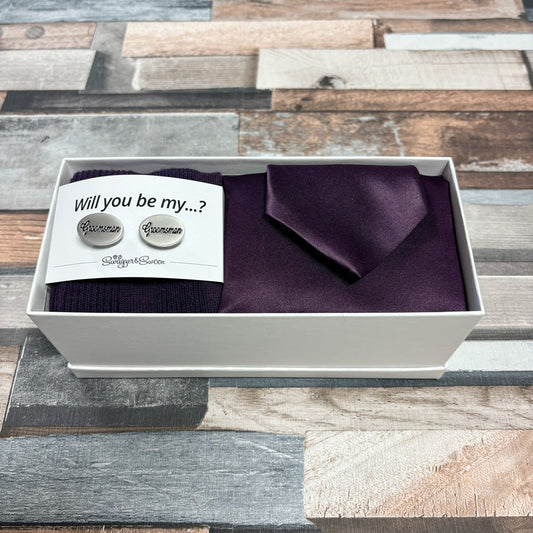 Aubergine Groomsmen Proposal Gift Box - Will you be my...? - Regular - Swagger & Swoon