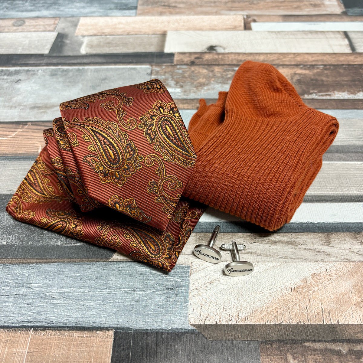 Autumn Bronze Paisley Groomsman Proposal Gift Box - Will you be my...? - Regular - Swagger & Swoon