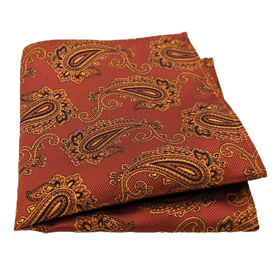 Autumn Bronze Paisley Pocket Square - Wedding Pocket Square - Swagger & Swoon