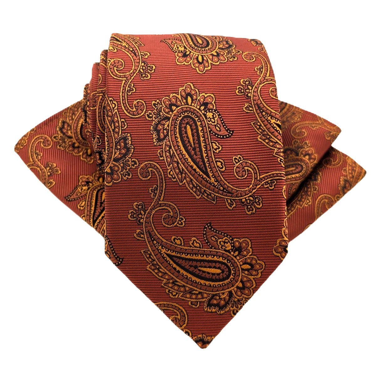 Autumn Bronze Paisley Pocket Square - Wedding Pocket Square - Swagger & Swoon