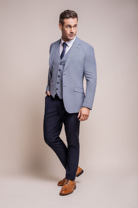 Baresi Blue Houndstooth 3 Piece Suit - Suits - 