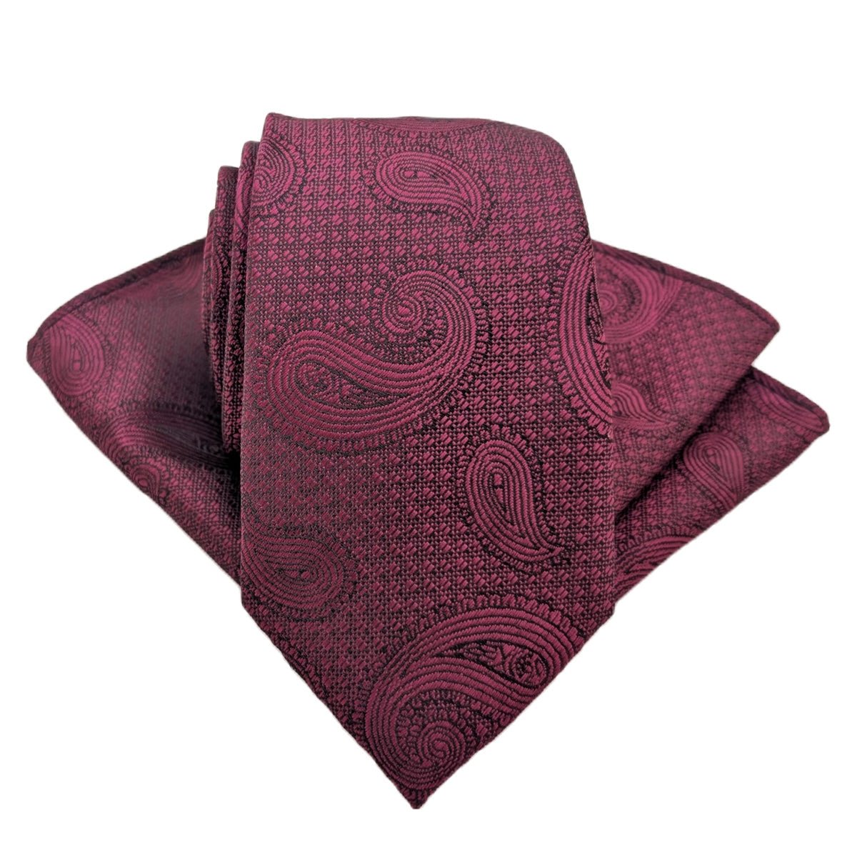 Berry Paisley Wedding Tie - Wedding Tie - Regular - Add Pocket Square - Save £1.00 - Swagger & Swoon