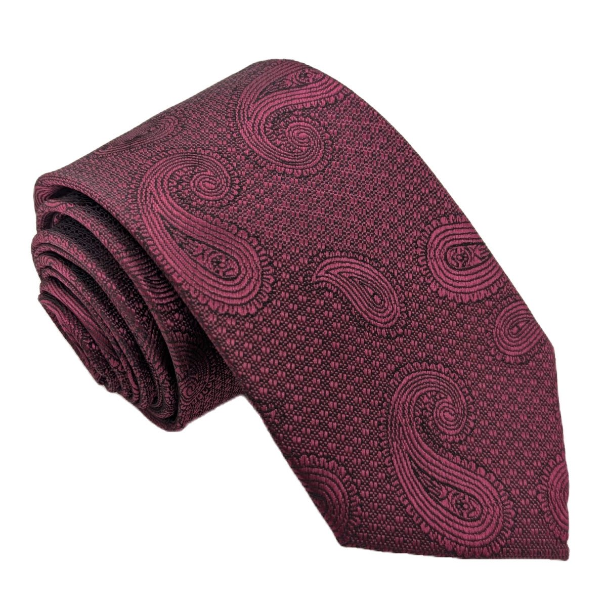 Berry Paisley Wedding Tie - Wedding Tie - Regular XL (8.5cm) - Tie Only - Swagger & Swoon