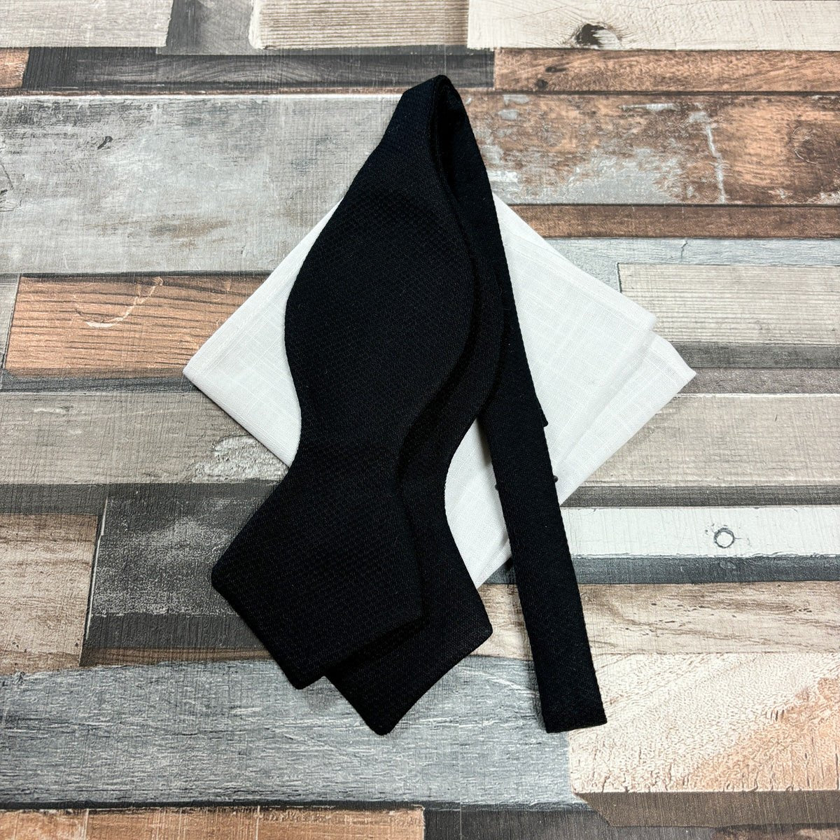 Black Marcella Bow Tie - Gift Sets - Self - Tie Diamond Bow Tie - Add Pocket Square - Save £1.00 - Swagger & Swoon