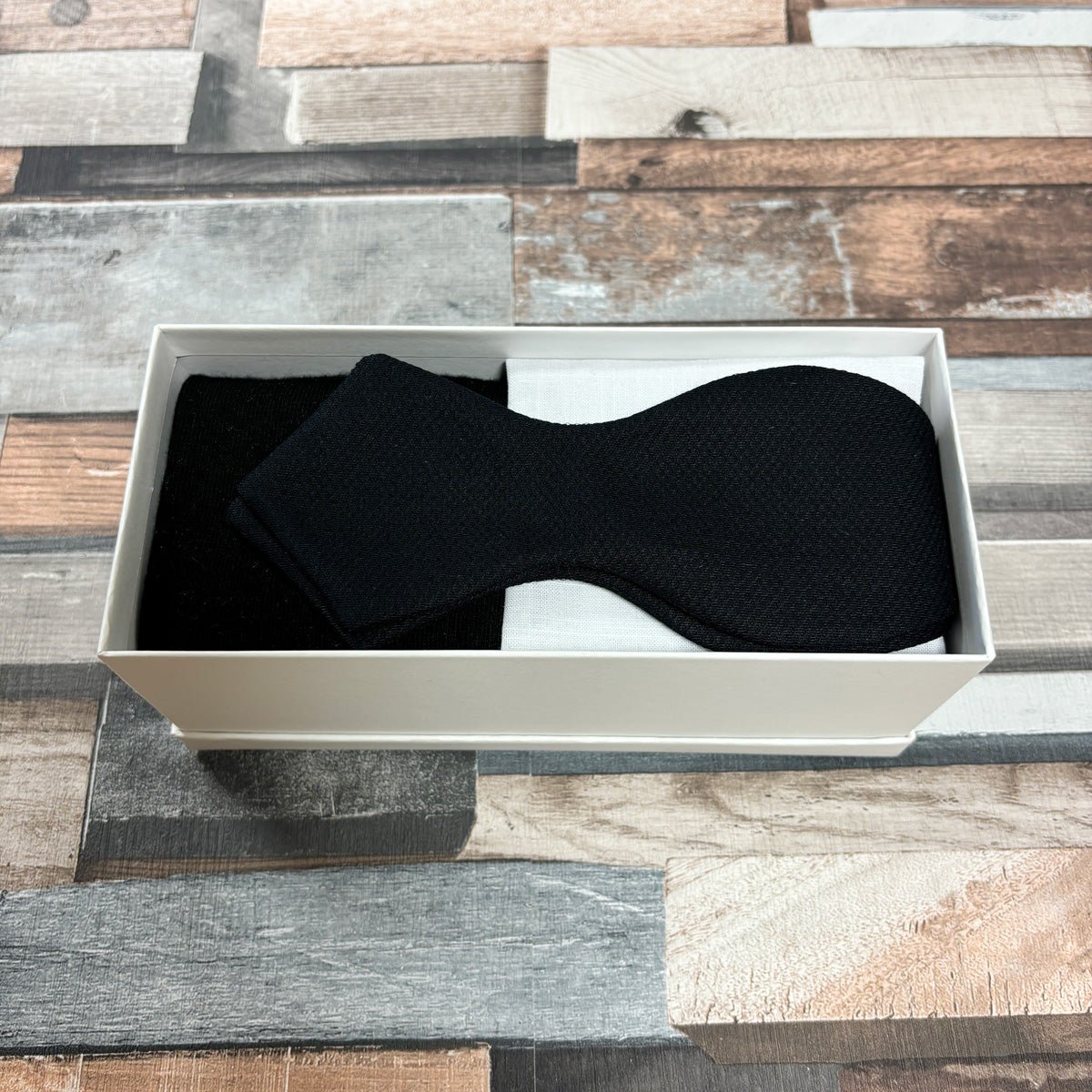 Black Marcella Bow Tie & Socks Boxed Gift Set - Gift Sets - Self - Tie Diamond Bow Tie with Socks & Pocket Square - Swagger & Swoon