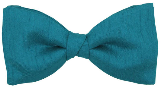 Blue Teal Shantung Bow Tie - Wedding Bow Tie - Pre - Tied - Bow Tie Only - Swagger & Swoon