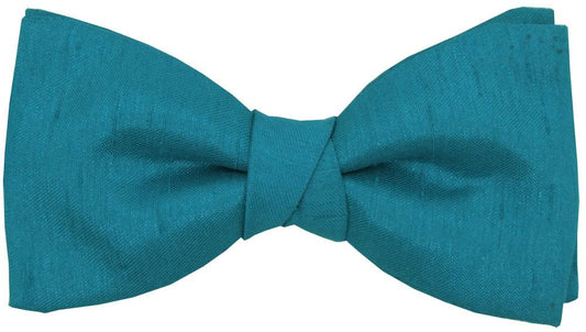 Blue Teal Shantung Boys Bow Ties - Childrenswear - Neckstrap (Age 5 - 12) - Swagger & Swoon