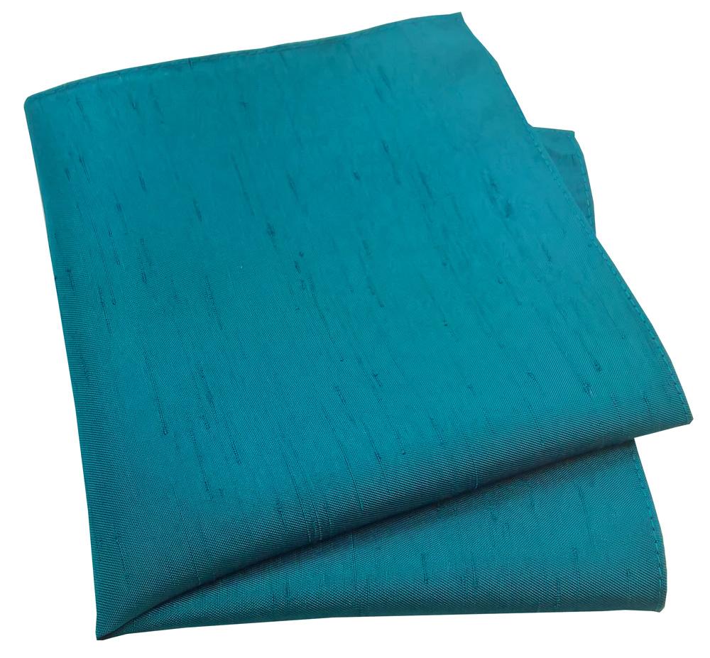 Blue Teal Shantung Pocket Square - Wedding Pocket Square - Swagger & Swoon