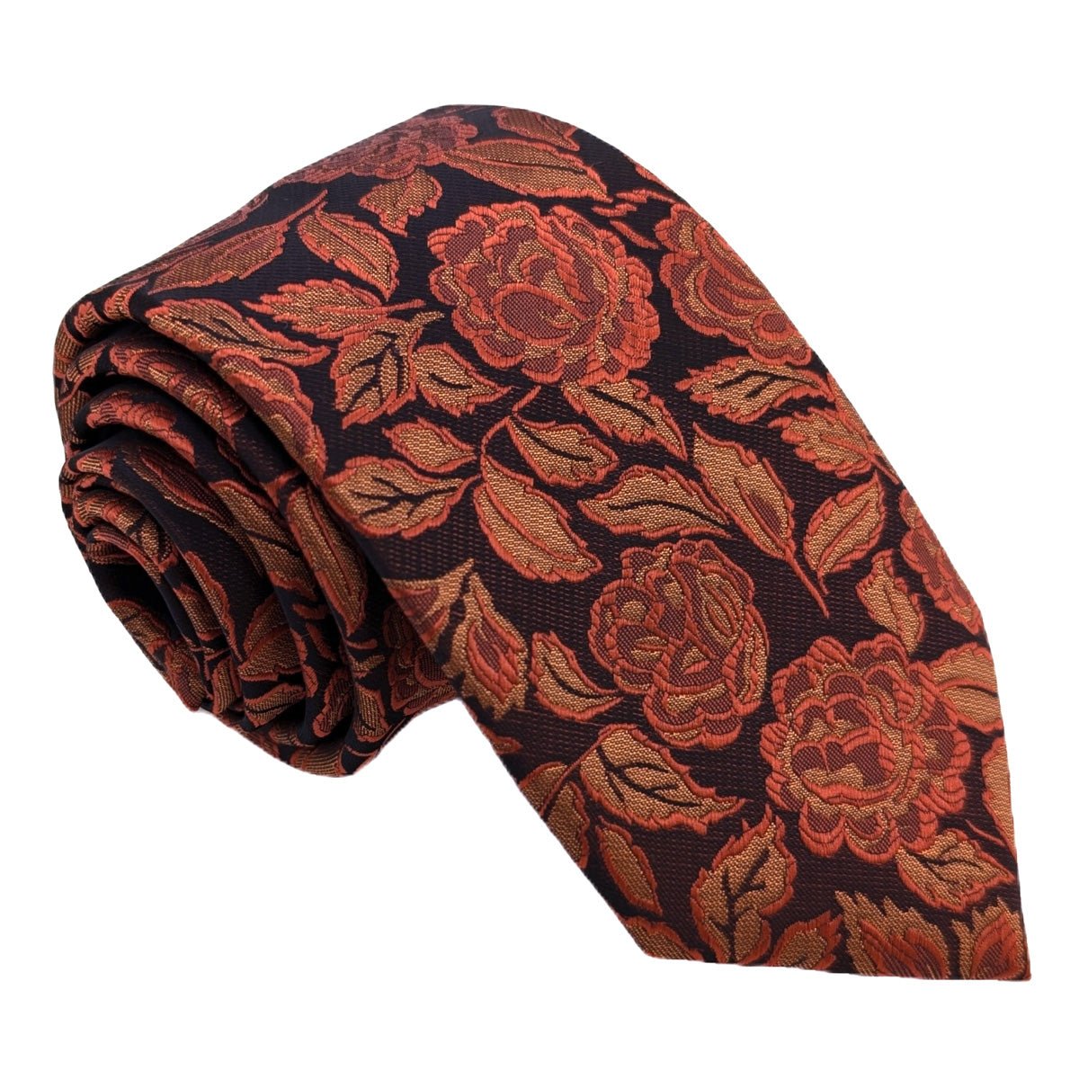 Bold Autumn Rose Wedding Tie - Wedding Tie - Regular - Tie Only - Swagger & Swoon