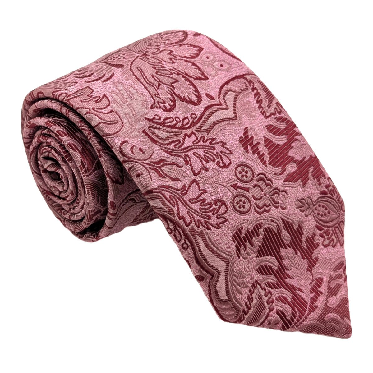 Bold Raspberry Leaves Wedding Tie - Wedding Tie - Regular - Tie Only - Swagger & Swoon