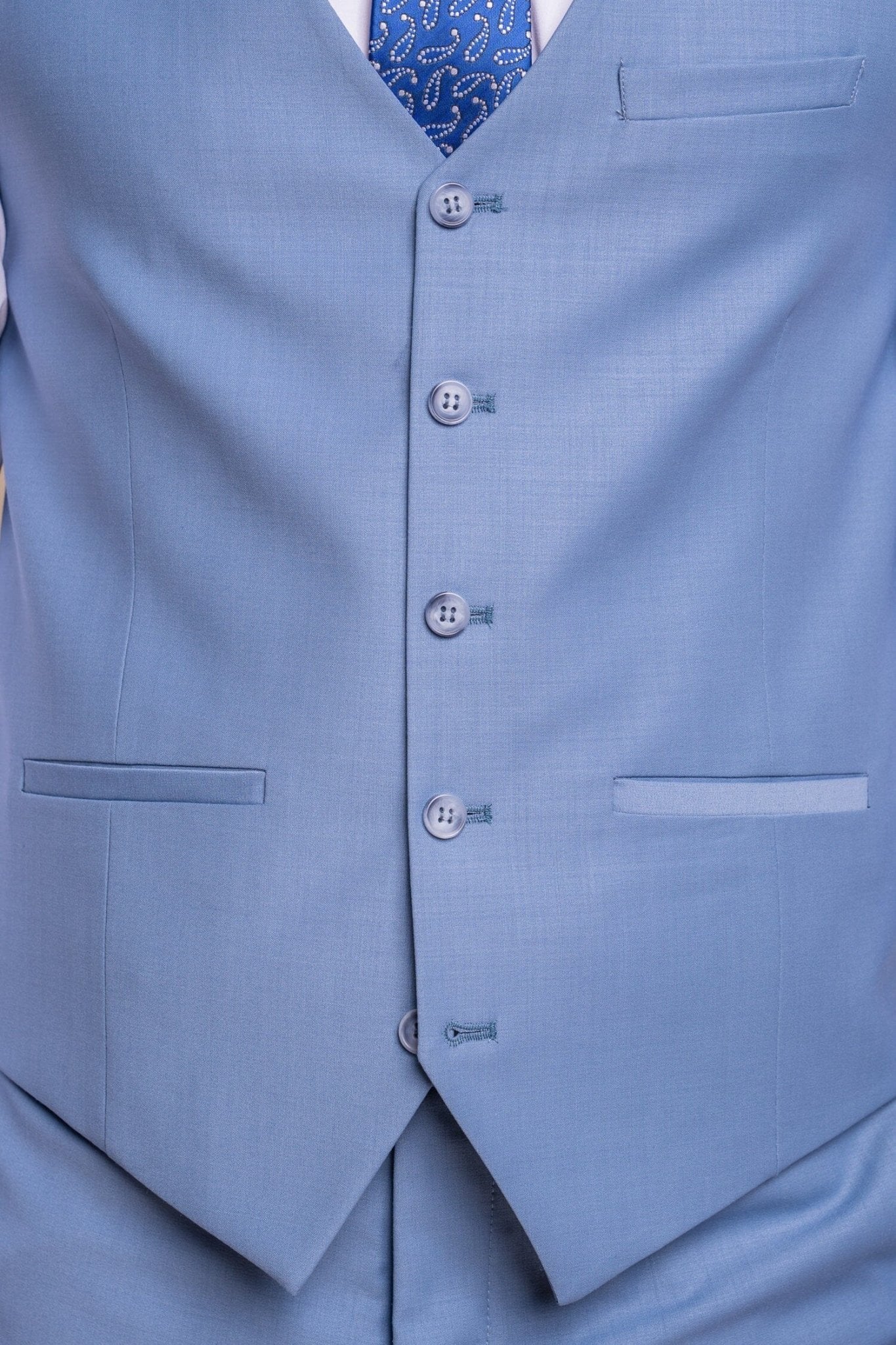 Bond Ocean Blue Waistcoat - Waistcoats - 34R - Swagger & Swoon