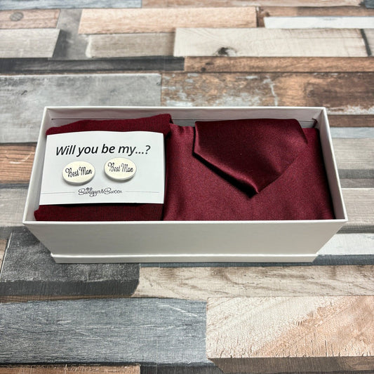 Burgundy Groomsmen Proposal Gift Box - Will you be my...? - Regular - Swagger & Swoon