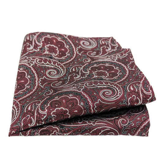 Burgundy Paisley Silk Pocket Square - Wedding Pocket Square - Swagger & Swoon