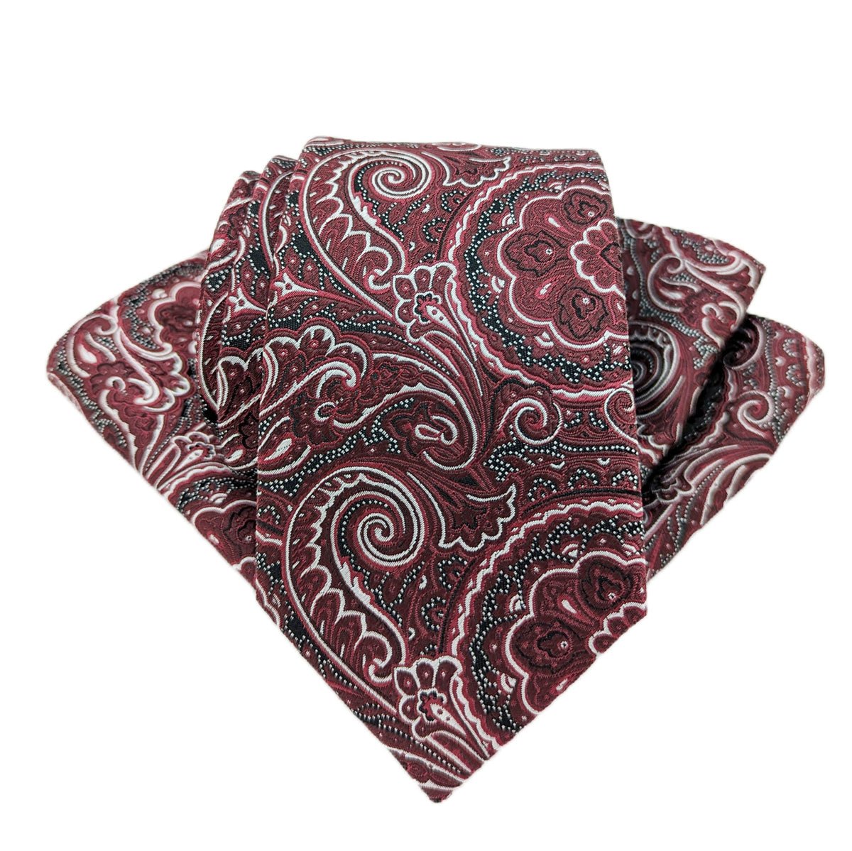 Burgundy Paisley Silk Pocket Square - Wedding Pocket Square - Swagger & Swoon