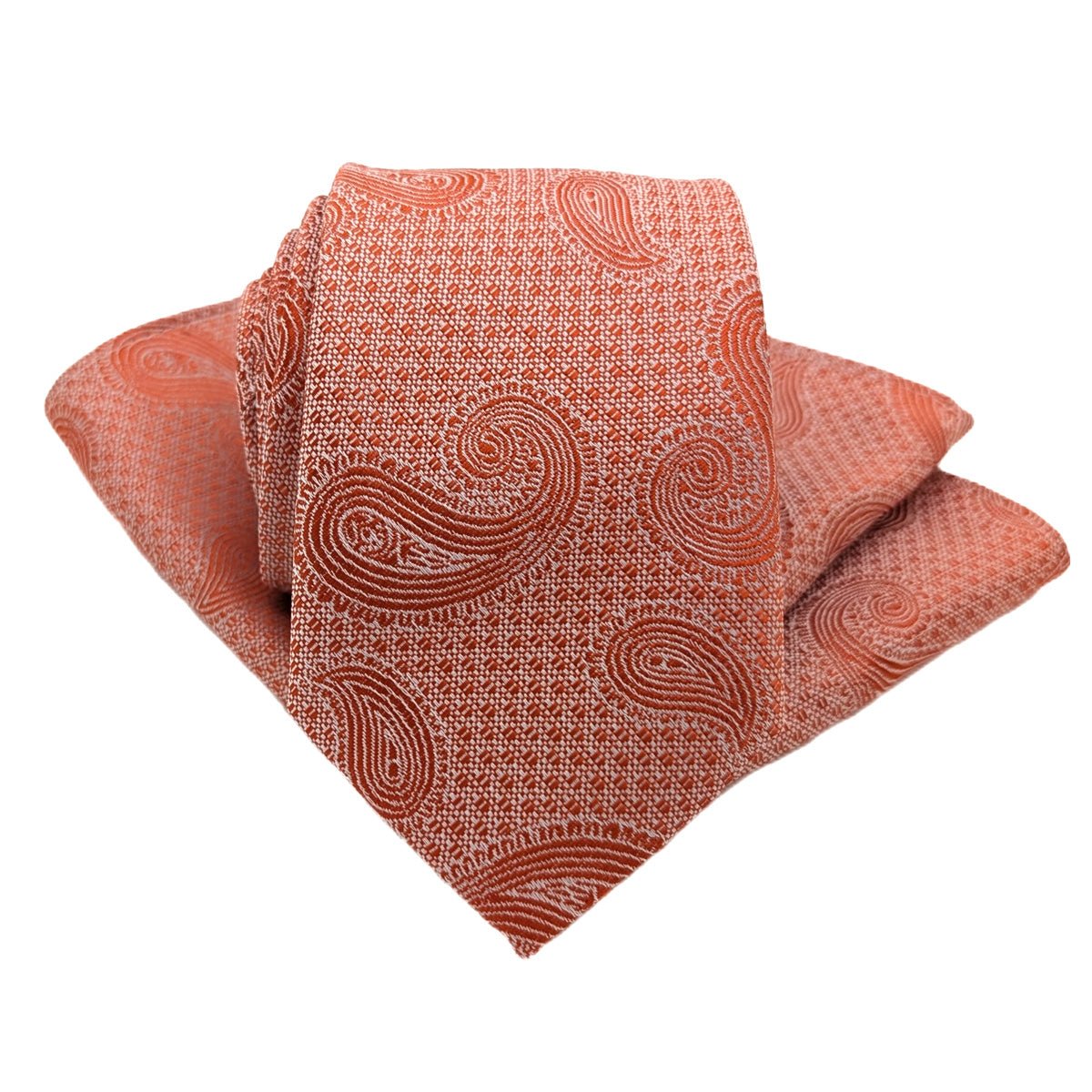 Burnt Orange Paisley Pocket Square - Wedding Pocket Square - Swagger & Swoon