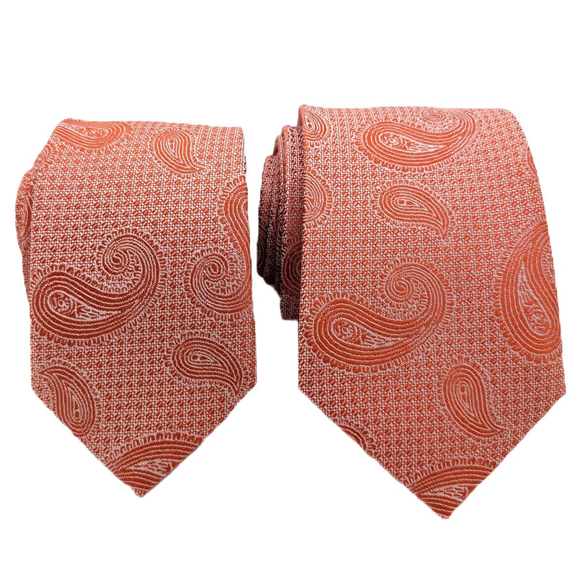 Burnt Orange Paisley Wedding Tie - Wedding Tie - Regular - Add Pocket Square - Save £1.00 - Swagger & Swoon