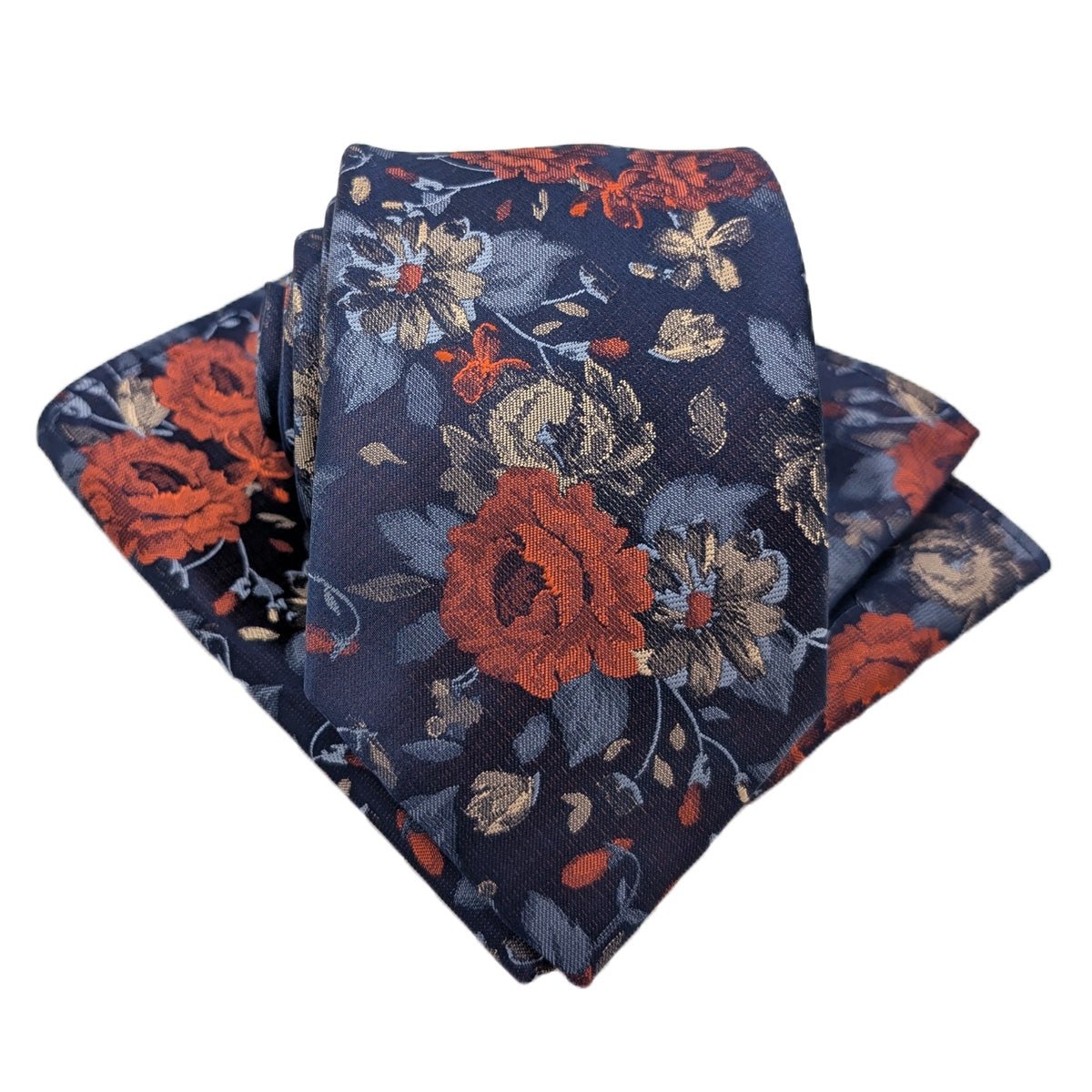 Burnt Orange Rose Pocket Square - Wedding Pocket Square - Swagger & Swoon