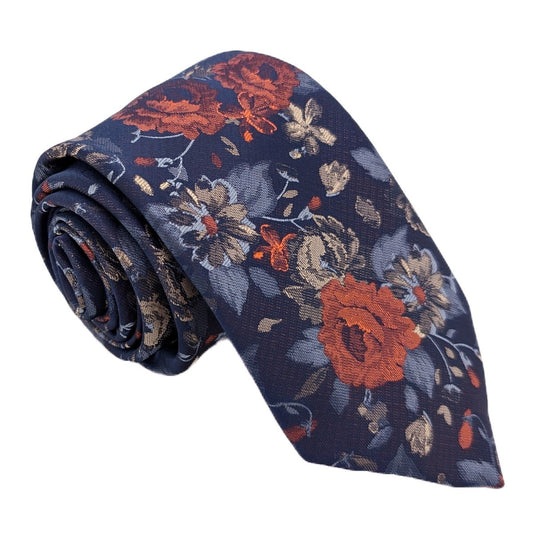 Burnt Orange Rose Wedding Tie - Wedding Tie - Regular - Tie Only - Swagger & Swoon