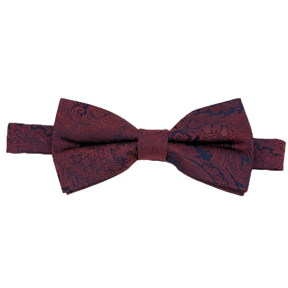 Burgundy & Navy Paisley Silk Bow Tie