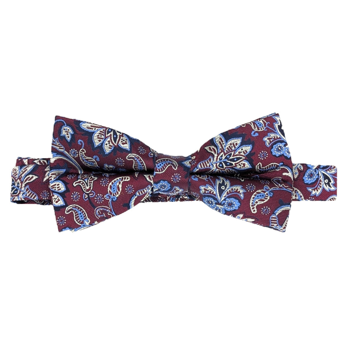 Burgundy Flowers Silk Bow Tie