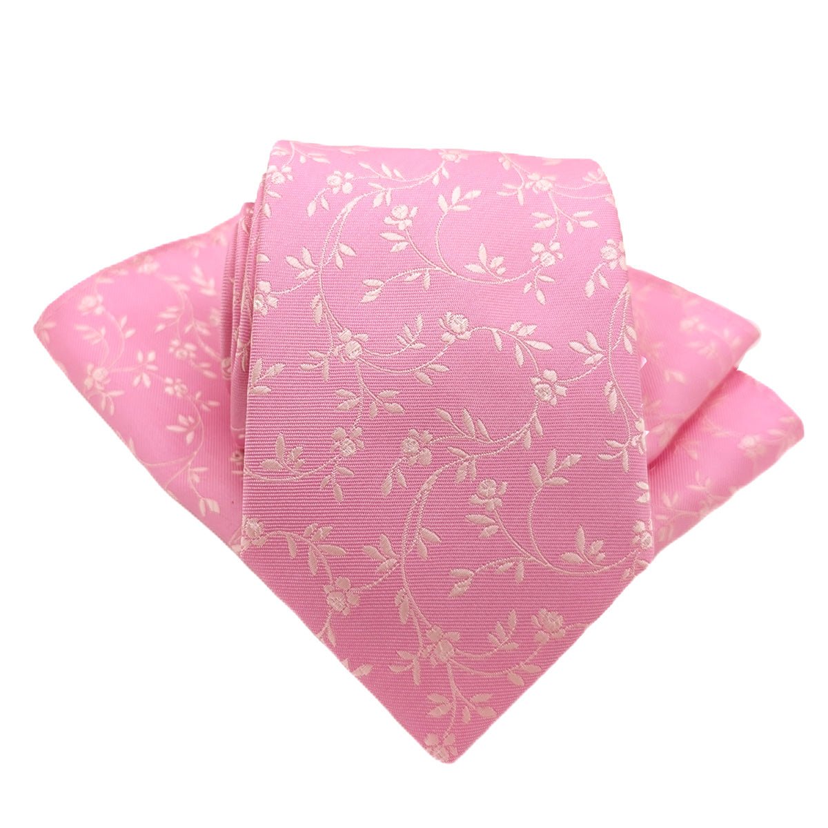 Candy Pink Leaves Wedding Tie - Wedding Tie - Regular - Add Pocket Square - Save £1.00 - Swagger & Swoon