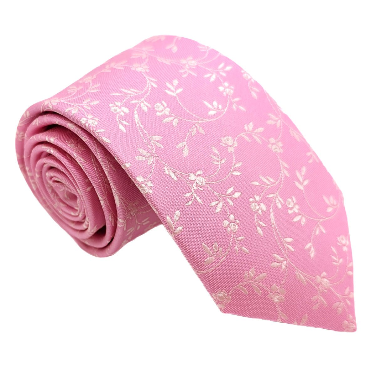 Candy Pink Leaves Wedding Tie - Wedding Tie - Regular - Tie Only - Swagger & Swoon